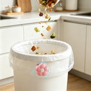 4 Colors Flower Shape Trash Bag Holder Clip, Xinsrenus Self-Adhesive Garbage Bag Fastener for Kitchen Bucket Bin, Household Storage Accessories for Round Square Trash Can with Reusable Petal Design,
