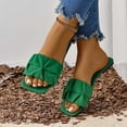 thumbnail image 4 of Womens Slide Sandals Flat Open Square Toe Fold Non Slip Casual Flat Sandals Green, 4 of 8
