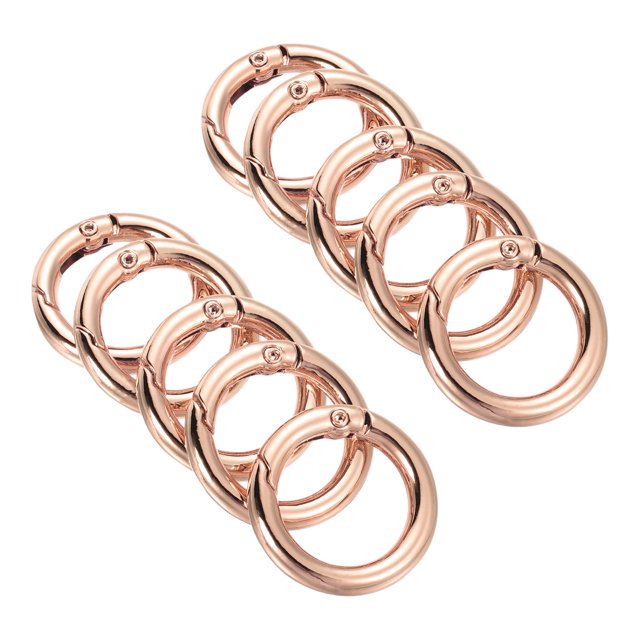 Unique Bargains Rose Gold Round Zinc Alloy Spring Gate O Ring Snap Clip Buckles (10 Pack)