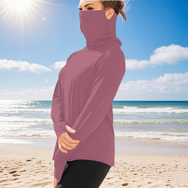 Ovbmpzd Chandails à Manches Longues pour Femmes Tendance Protection Solaire Rouge Respirant T-Shirts Unis Chemises pour Femmes Tendance XXXXXL