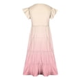 thumbnail image 5 of NiSHUIHAN Robe d'Été pour Fille à Manches Volantées, Ligne A, à Étages, Évasée, Midi, Bohème, Robe Soleil Décontractée avec Poches, Roses, 8 Ans, 5 of 5