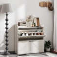 thumbnail image 2 of HOMCOM Narrow Shoe Cabinet 2 Flip Drawer Shoe Storage Cabinet, White Oak, 2 of 10