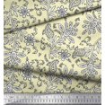 thumbnail image 3 of Soimoi Poly Georgette Fabric Leaves & Floral Block Printed Fabric 1 Yard 52 Inch Wide, 3 of 3