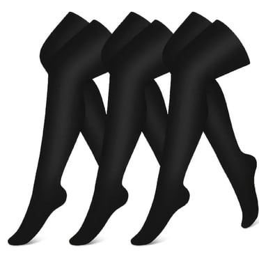 3 Paires de Bas de Compression pour Femmes et Hommes, Bas pour la Course, le Cyclisme, l'Athlétisme, Noir (G/TG)