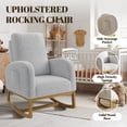 thumbnail image 3 of Nursery Rocking Chair for Living Room, Upholstered Rocker Armchair with Wood Legs, Mid-Century Modern Tall Back Accent Glider Rocker with Side Pocket for Bedroom, Light Grey, 3 of 7