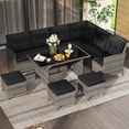 thumbnail image 1 of Costway 7 PCS Patio Dining Furniture Set PE Rattan Sectional Sofa Set with Soft Cushions Black, 1 of 10