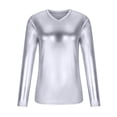 thumbnail image 3 of Pompotops T-shirt à Manches Longues pour Hommes, Décontracté, Col en V Lumineux, Tendance Jeunesse, Coupe Ajustée, Mode, Couleur, Couche de Base, en Solde, 3 of 6