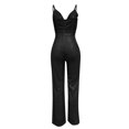 thumbnail image 4 of FAIWAD Women's Sequins Jumpsuits Deep V Neck Spaghetti Strap Sleeveless Rompers Wide Leg Cocktail Party Jumpsuit, 4 of 6