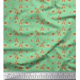 thumbnail image 1 of Soimoi Green Rayon Fabric Santa Cap & Tree Christmas Print Fabric by Yard 42 Inch Wide, 1 of 3