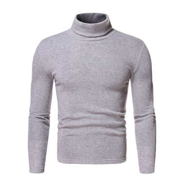Mens Turtleneck Long Sleeve Solid Colour Stretch Slim Fit Bottoming Top Blouse