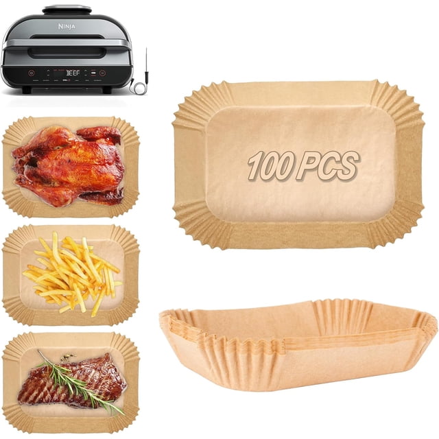 11.6'' x 7.6'' Air Fryer Disposable Liners Paper for Ninja FG551 Foodi Smart XL 6-in-1 Indoor Grill Accessories, Rectangular Perforated Sheets for Ninja Foodi Air Fryer Parchment Paper,100 PCS