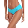 thumbnail image 2 of Ocean Blues Women's Full Coverage Bikini Bottom Mid Rise Ruched Sides Swim Bottoms Sky Blue Size Large, 2 of 7