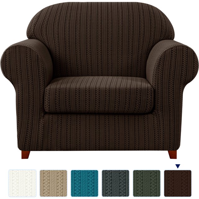 Subrtex 2-Piece Stretch Striped Jacquard Sofa Slipover