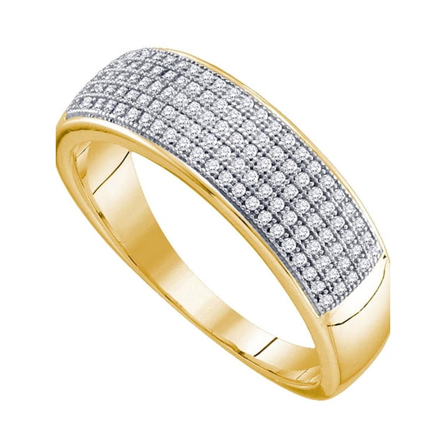 10kt Yellow Gold Mens Round Diamond Wedding Band Ring 1/3 Cttw