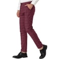 thumbnail image 4 of INSPIRE CHIC Men's Plaid Slim Fit Flat Front Dress Pants with Pockets 38 Burgundy, 4 of 7