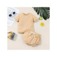 thumbnail image 2 of Xingqing 2PCS Toddler Newborn Baby Boy Girl Summer Clothes Solid Short Sleeve Tops Drawstring Shorts Sets, 2 of 7