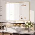 thumbnail image 4 of BEAUTYPEAK 26"x38" Bathroom Mirror Wall Mirror with Rectangular Metal Frame, Gold, 4 of 8