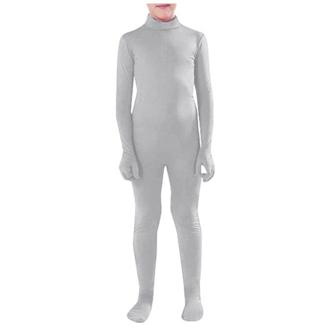 GDREDA Kids Dancewear Solid Color Spandex Zentai Child Unitard (Grey,S)