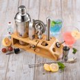 thumbnail image 2 of Zootealy 10pcs Bar Cocktail Set Drink Making Shaker Kit Stainless Mixer Making Gift with Bamboo Rack, 2 of 6