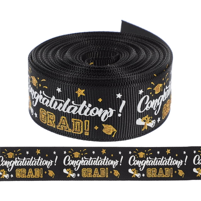 Shisuyan Diy Bow Making Ribbon Graduation Gift Polyester Black 1 Roll 177.2x0.87x0.04in