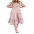 thumbnail image 1 of Mommy and Me Dresses Floral Print Short Sleeve Ruffle Beach Midi Dress Sundress, 1 of 4