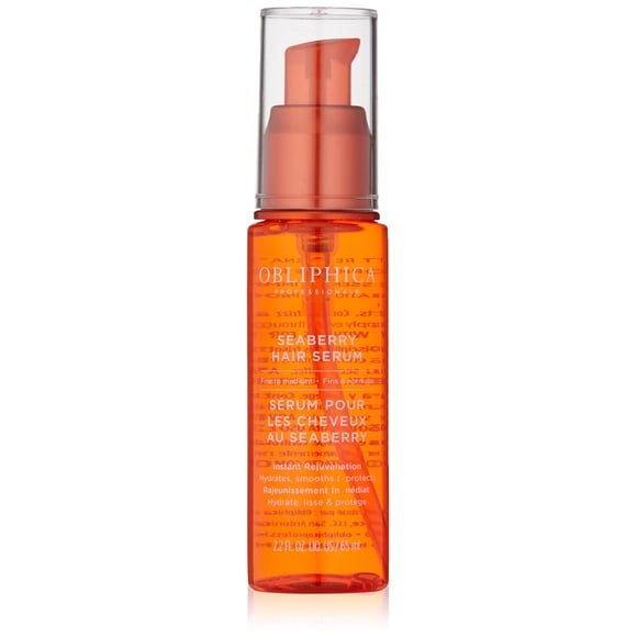 Obliphica Sérum Capillaire Sans Rinçage aux Baies de Seaberry pour Cheveux Fins et Moyens - Vitamines et Omégas pour des Cheveux Sans Frisottis et Nourris - Sérum Capillaire pour Cheveux Secs et Croissance - 2,2 Fl Oz