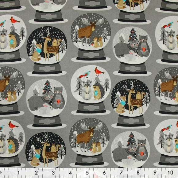 Fabric Creations Grey Christmas Adventure Cotton Fabric by the Metre