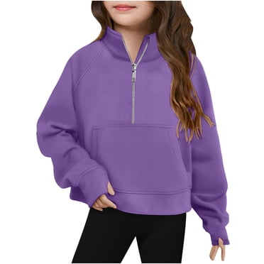 Milgrthf Toddler Baby Boys Girls Oversized Hoodies Sweatshirts Kids Crewneck Fashion Solid Color Drop Shoulder Hooded Pullover Purple 13 Years