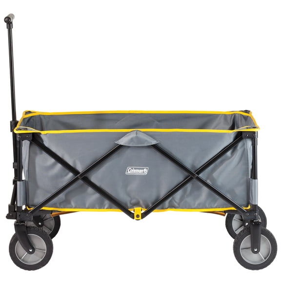 Coleman Camping Wagon, Heavy-Duty Collapsible Folding Wagon with Carry Bag, Grey with Yellow Accents