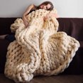 thumbnail image 3 of Hand Arm Knitting Blanket Thick DIY Chunky Yarn Roving Knitted Blanket Bulky Yarn Winter Warm, 3 of 8