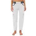 thumbnail image 4 of Jsaierl Womens Casual Loose Cargo Pants Elastic Waist Drawstring Plus Size Pants Comfy Adjustable Leg Opening Straight Leg Pants with Pockets, 4 of 6