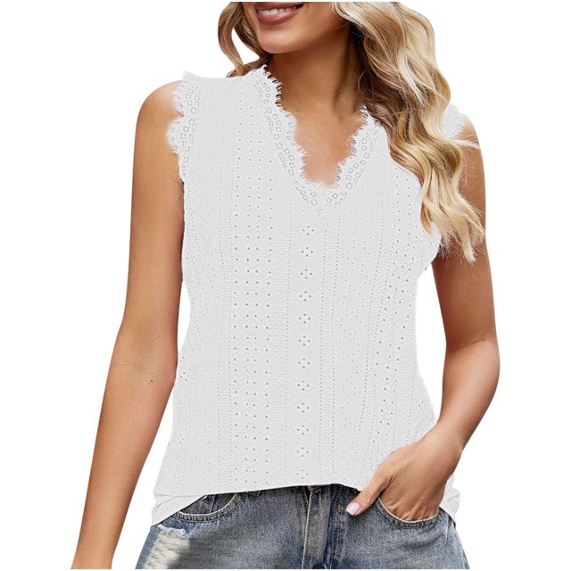 Birdeem Mode Femmes Été Col en V Dentelle Patchwork Sans Manches Haut Aguichant Blouse