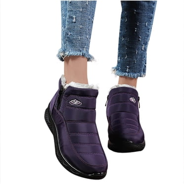 Pisexur Bottes d'Hiver pour Femmes, Botte d'Hiver avec Doublure en Fourrure Chaude et Confortable, Bottillons à la Cheville pour l'Extérieur, à Enfiler, Imperméables, Bottes Courtes