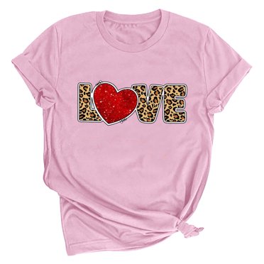 Pisexur Valentines Day T-shirt Top Femmes Imprimé Manches Courtes Haut Manches Courtes Col Rond Haut Chemise