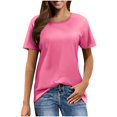 thumbnail image 1 of Baberdicy T-Shirts à Manches Courtes Décontractés Unis Amples à Col Rond pour Femmes Rose 3TG, 1 of 7