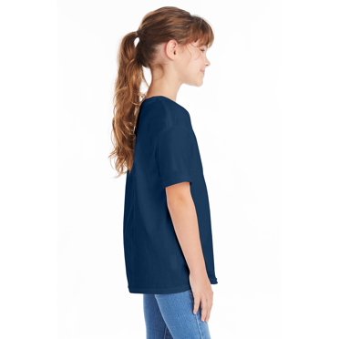 Hanes T-Shirt Col Rond Sans Étiquette pour Garçons, Comfortsoft, Très Grand, Marine
