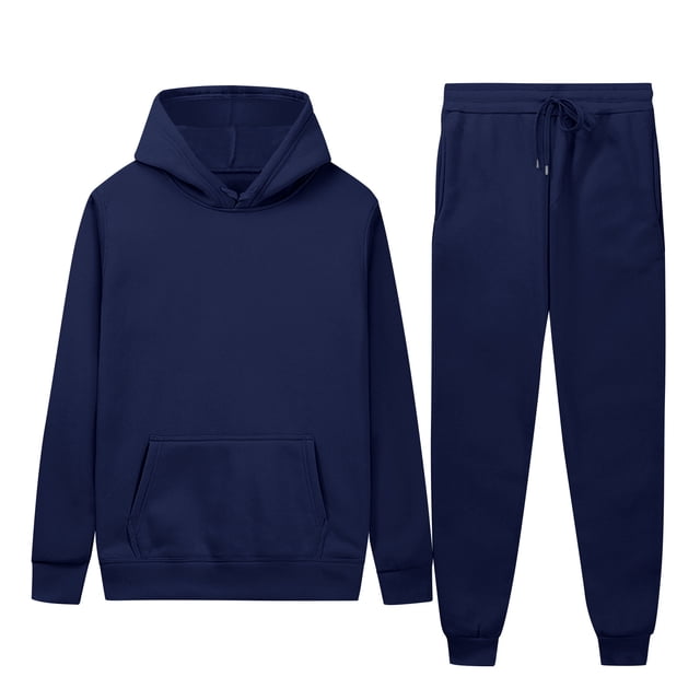 Weiqiqre Sweats for Men Sets Solid Color Loose Fit Basic Pullover Hoodies Sweatshirt Sport Jogging Suits