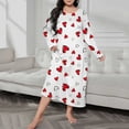 thumbnail image 4 of 2025 Femmes Robe de Pyjama à Manches Longues Imprimée à Boutons Épaules Tombantes Surdimensionnée Décontractée Robe de Nuit Longue pour Femmes Vêtements de Nuit, 4 of 5