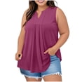 thumbnail image 1 of Posijego Débardeurs Grande Taille pour Femmes Blouse Habillée Col en V Sans Manches Plissée Décontractée pour le Travail, 1 of 7