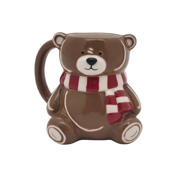 Holiday Time Cranberry Spice Kids Collection Earthenware Brown Bear Mug