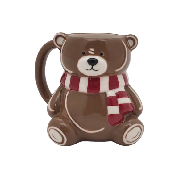 Holiday Time Cranberry Spice Kids Collection Earthenware Brown Bear Mug