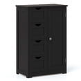 thumbnail image 1 of Gymax Armoire de Salle de Bain Armoire de Rangement Autoportante avec 4 Tiroirs 1 Armoire Fermée Noir, 1 of 6