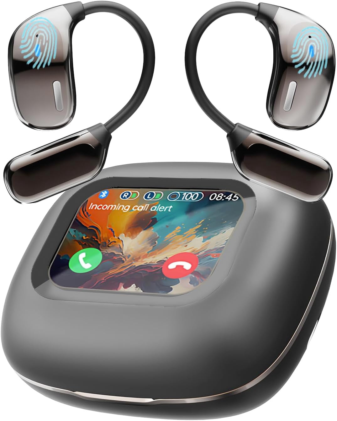 AI Translation Earbuds Real Time 144 Languages, LCD Touch Screen Open Ear Wireless Translator Earbuds, Audifonos Traductores Inglés Español, with APP Translating Device