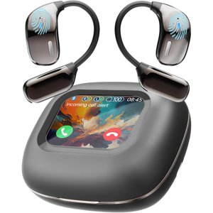 AI Translation Earbuds Real Time 144 Languages, LCD Touch Screen Open Ear Wireless Translator Earbuds, Audifonos Traductores Inglés Español, with APP Translating Device