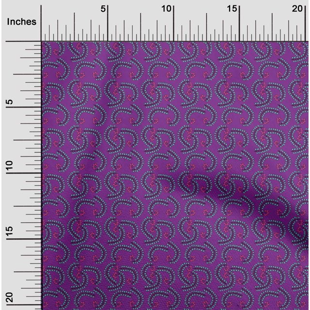 oneOone Silk Tabby Fabric Leaves & Swirl Block Print Sewing Fabric BTY 42 Inch Wide