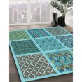 thumbnail image 3 of Ahgly Company Tapis Rond Lavable en Machine Intérieur Transitionnel Turquoise Vert, 4 Pieds Rond, 3 of 7