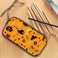 thumbnail image 2 of Large Capacity Pencil Case with Halloween Print, Cotton Fabric, Zipper Closure, 1 in Thick When Closed, Holds Up to 40 Pens, 2 of 4