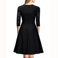 thumbnail image 3 of Jusqu'à 65 % de Rabais! Robes d'Été Mode pour Femmes 2024 Grande Taille Tempérament Manches Trois Quarts Faux Deux Pièces Encolure Patchwork Grande Jupe Robe en Dentelle, 3 of 6
