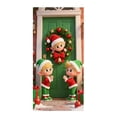 thumbnail image 1 of Qiulaii 2 Pcs Rideau de Porte de Noël avec Motif d'Elfes Festifs, Décor de Fond pour Fête des Fêtes, Tissu Suspendu en Polyester pour Célébration Intérieure Extérieure 90*185cm, 1 of 6