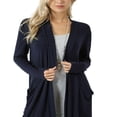 thumbnail image 1 of Womens Long Sleeve Cardigan Pockets Plus Size Open Front Jackets Plain Outerwear, 1 of 3
